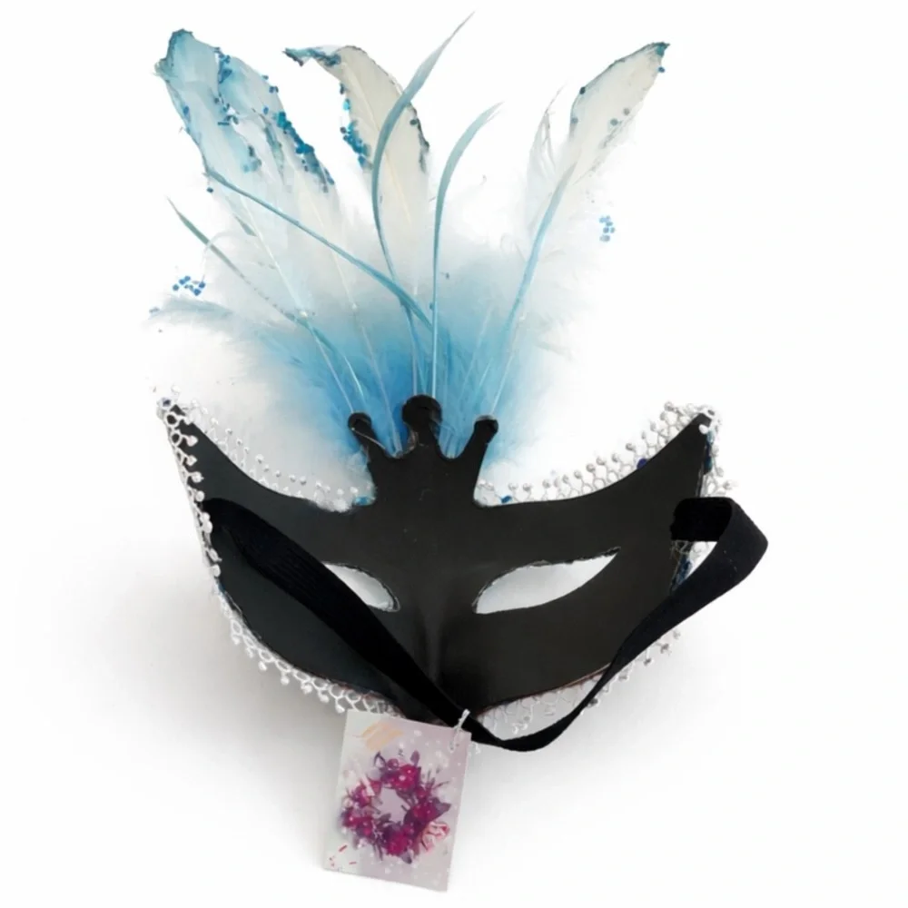 Unbranded • Elegant Venetian-Style Masquerade Mask in Aqua Blue & White